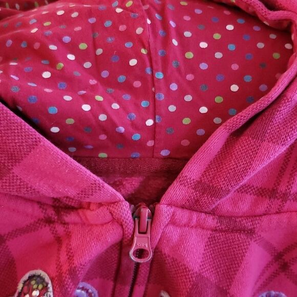 Childrens Place Pink Plaid Hooded Sweatshirt Sz L - Picture 5 of 6